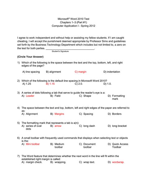 sample test on micro soft word|mock test ms word.